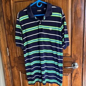Chaps Men's Polo with Navy, Green, and White Stripes